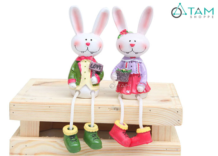Cặp đôi tượng búp bê thỏ ngồi super xinh